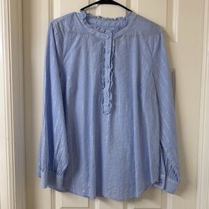 Talbots - Light Blue Metallic Striped Top - XL - EUC!